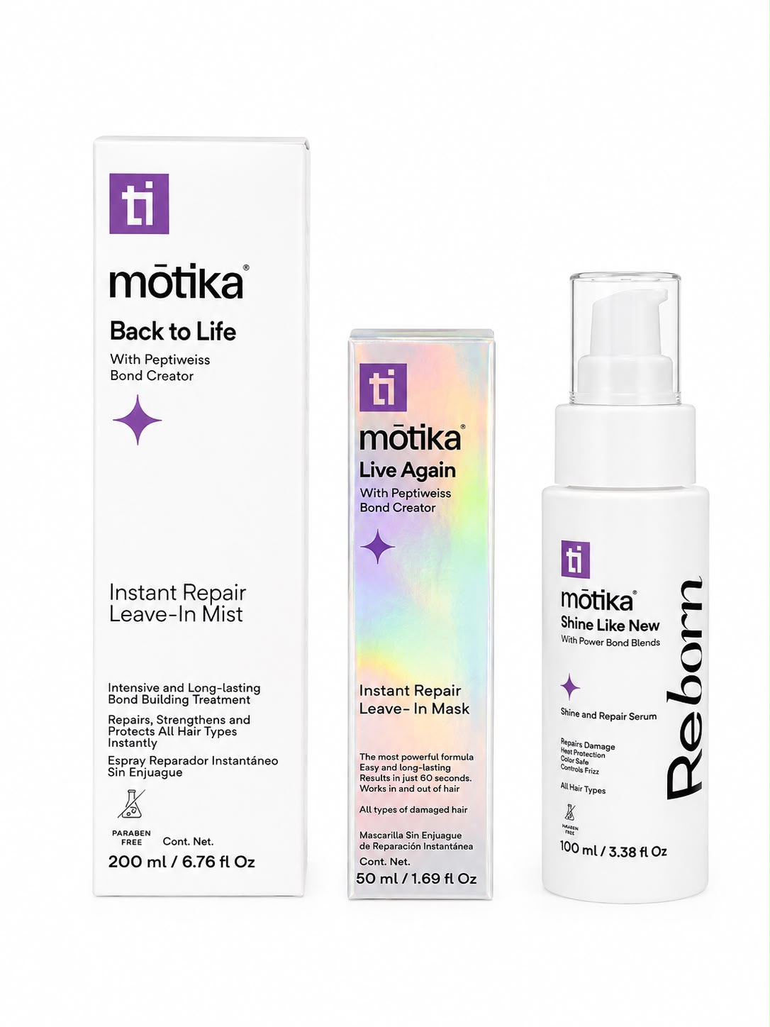 KIT REBORN BACK TO LIFE 200ML, LIVE AGAIN 50ML, SHINE LIKE NEW 100ML